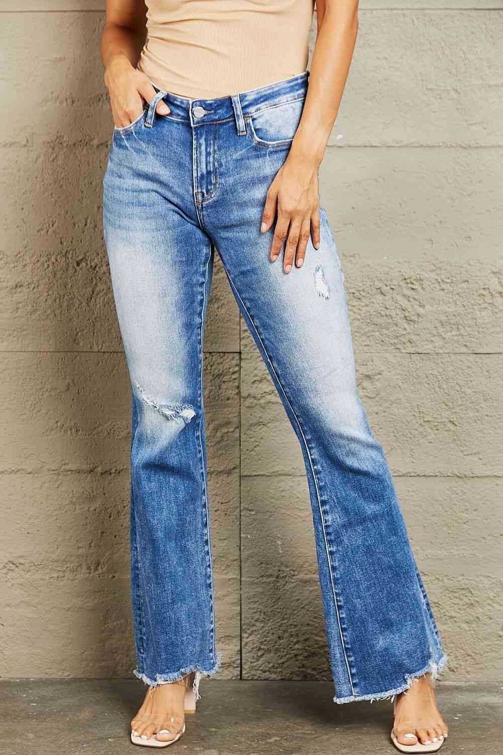 Izzie Mid Rise Bootcut Jeans - Bellisima Clothing Collective