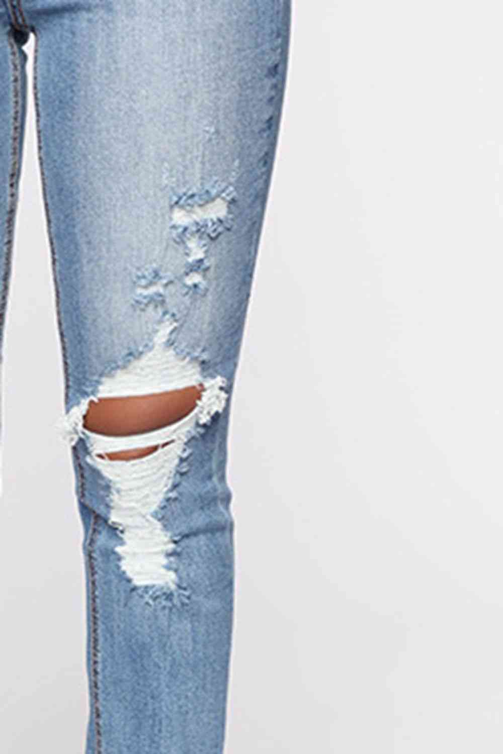 Distressed Slit Ankle Jeans - Bellisima Clothing Collective