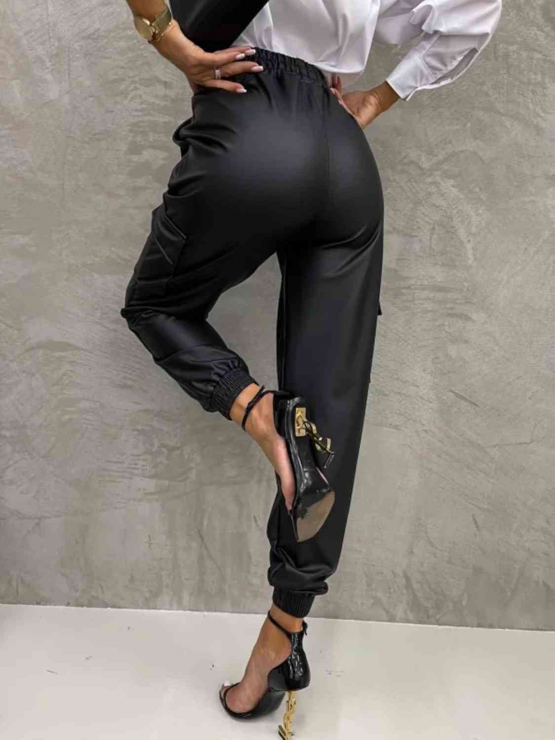 Tied High Waist Pants with Pockets - Bellisima Clothing Collective