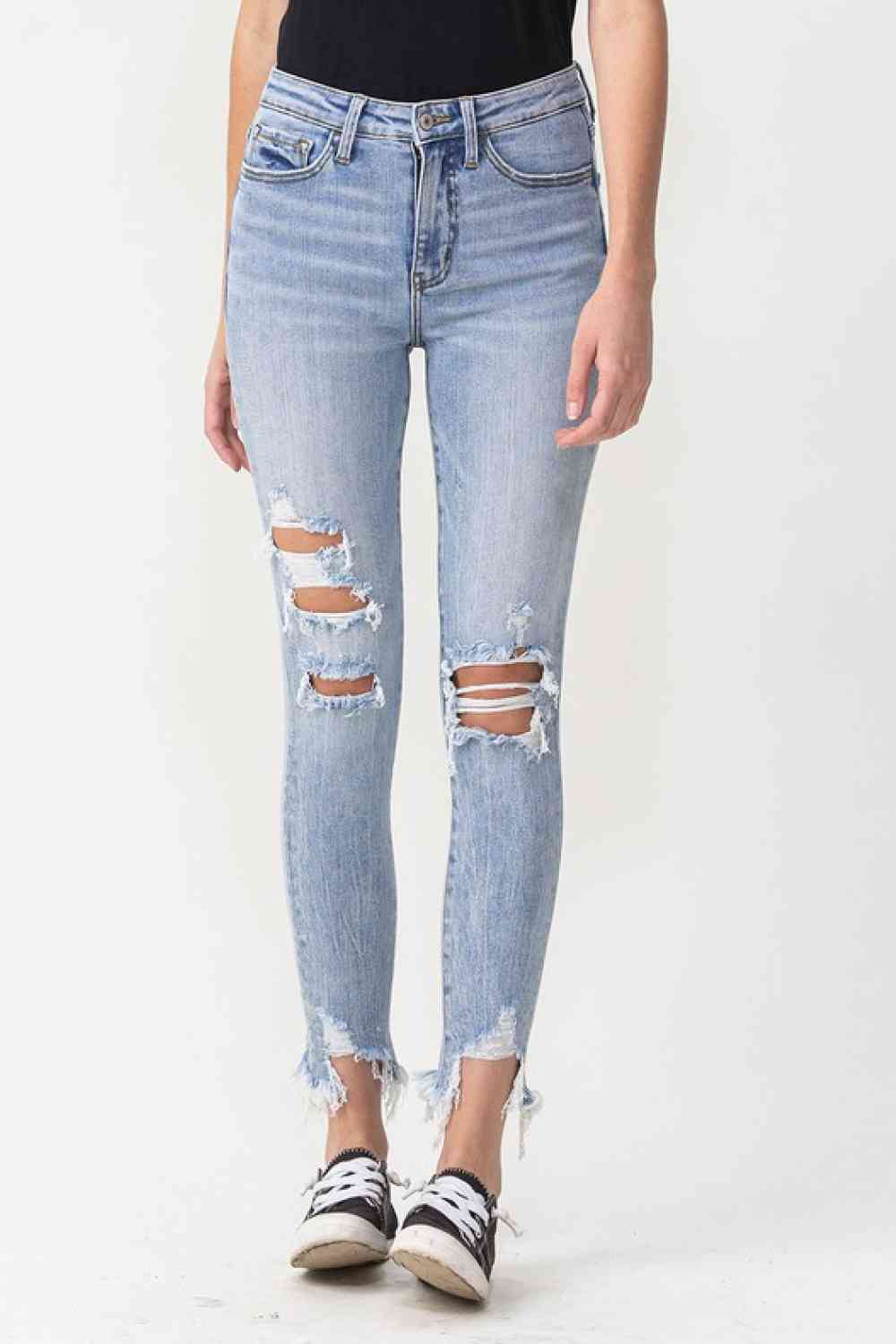 Lovervet Full Size Lauren Distressed High Rise Skinny Jeans - Bellisima Clothing Collective