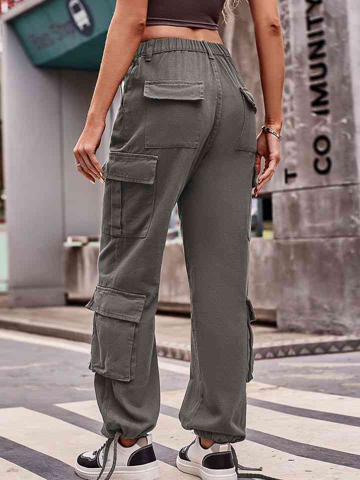 Elastic Waist Cargo Jeans - Bellisima Clothing Collective