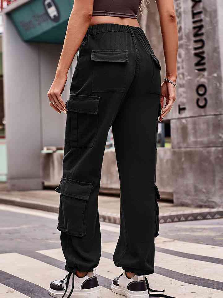 Elastic Waist Cargo Jeans - Bellisima Clothing Collective