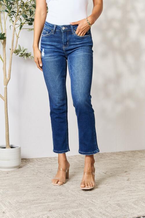 Distressed Cropped Straight Leg Jean by BAYEAS - Bellisima Clothing Collective