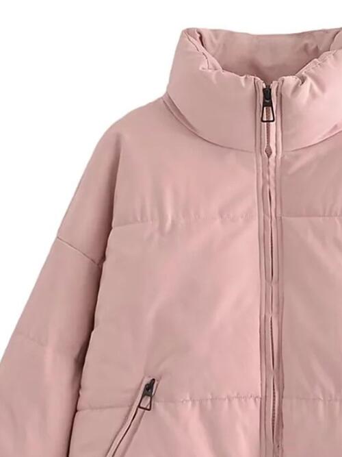 Zip Up Drawstring Winter Coat with Pockets - Bellisima Clothing Collective