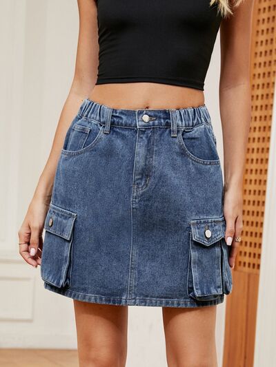 High Waist Denim Skirt - Bellisima Clothing Collective