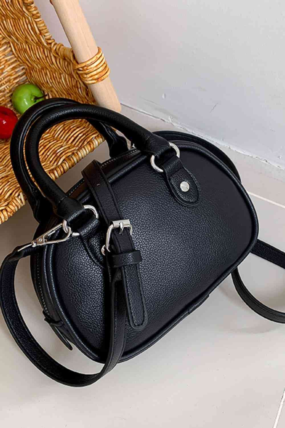 Vegan Leather Small Handbag with Shoulder Strap - Bellisima Clothing Collective