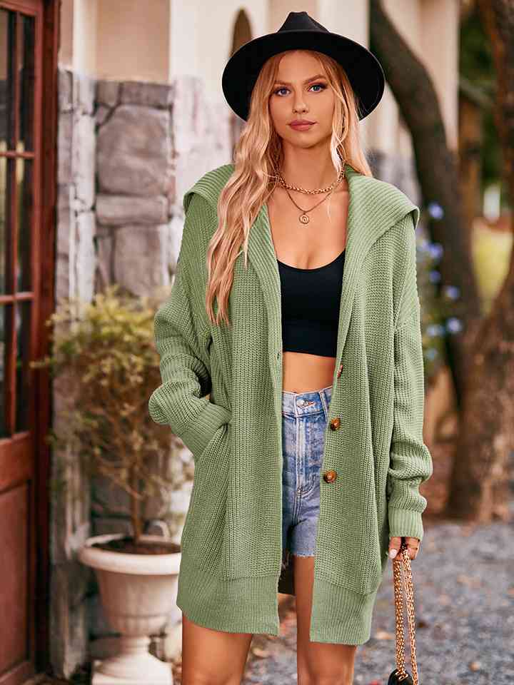 Dropped Shoulder Long Sleeve Cardigan - Bellisima Clothing Collective