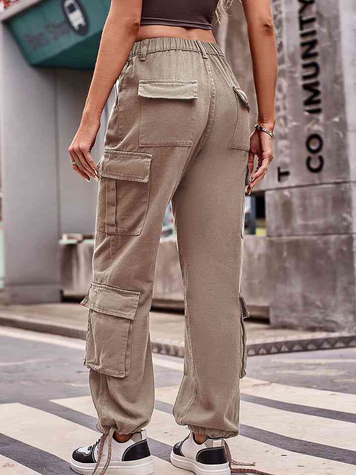 Elastic Waist Cargo Jeans - Bellisima Clothing Collective