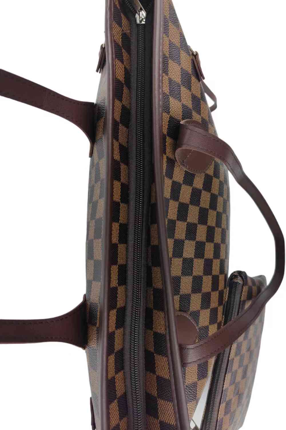 Brown Checkered Two-Piece Bag Set - Bellisima Clothing Collective