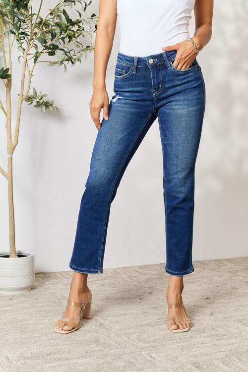 Distressed Cropped Straight Leg Jean by BAYEAS - Bellisima Clothing Collective