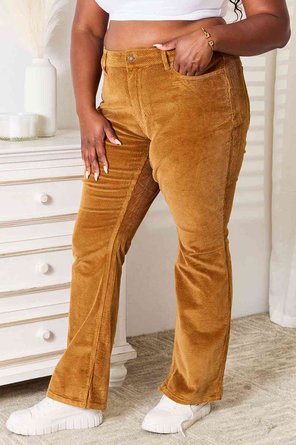 Mid Rise Corduroy Pants by Judy Blue - Bellisima Clothing Collective