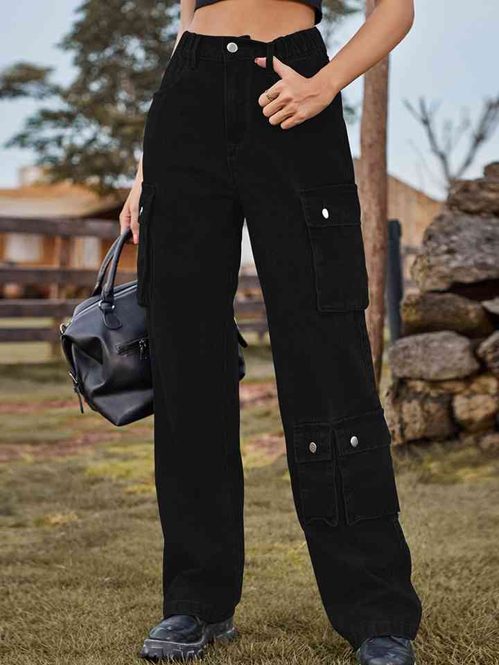 Straight Leg Cargo Jeans - Bellisima Clothing Collective