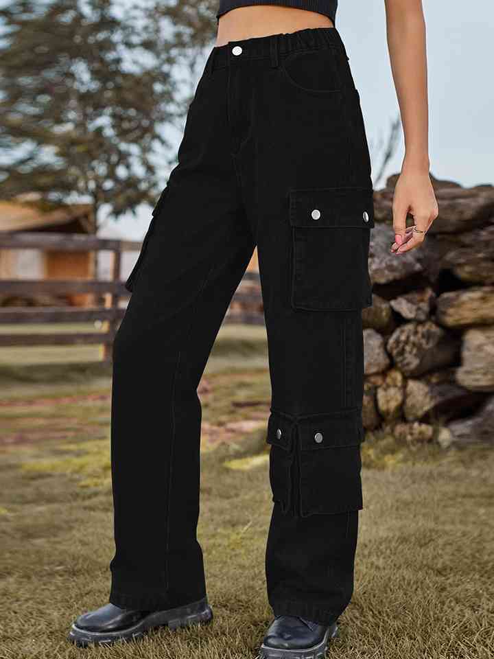 Straight Leg Cargo Jeans - Bellisima Clothing Collective