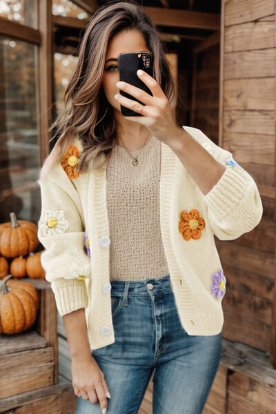 Flower Button Up Cardigan - Bellisima Clothing Collective