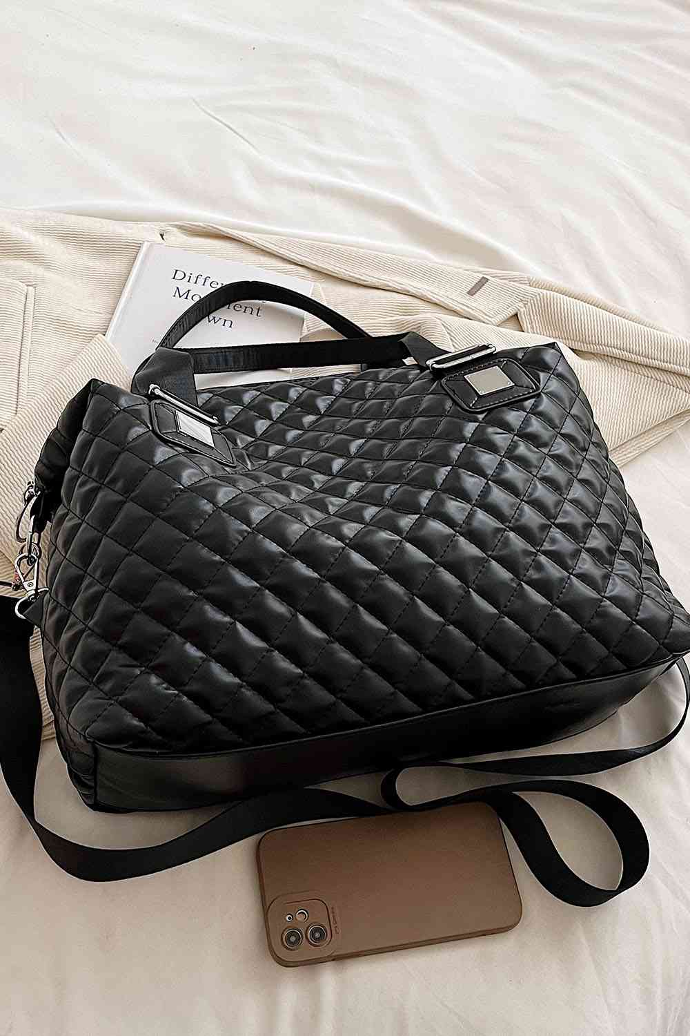 Quilted Texture Vegan Leather Handbag - Bellisima Clothing Collective