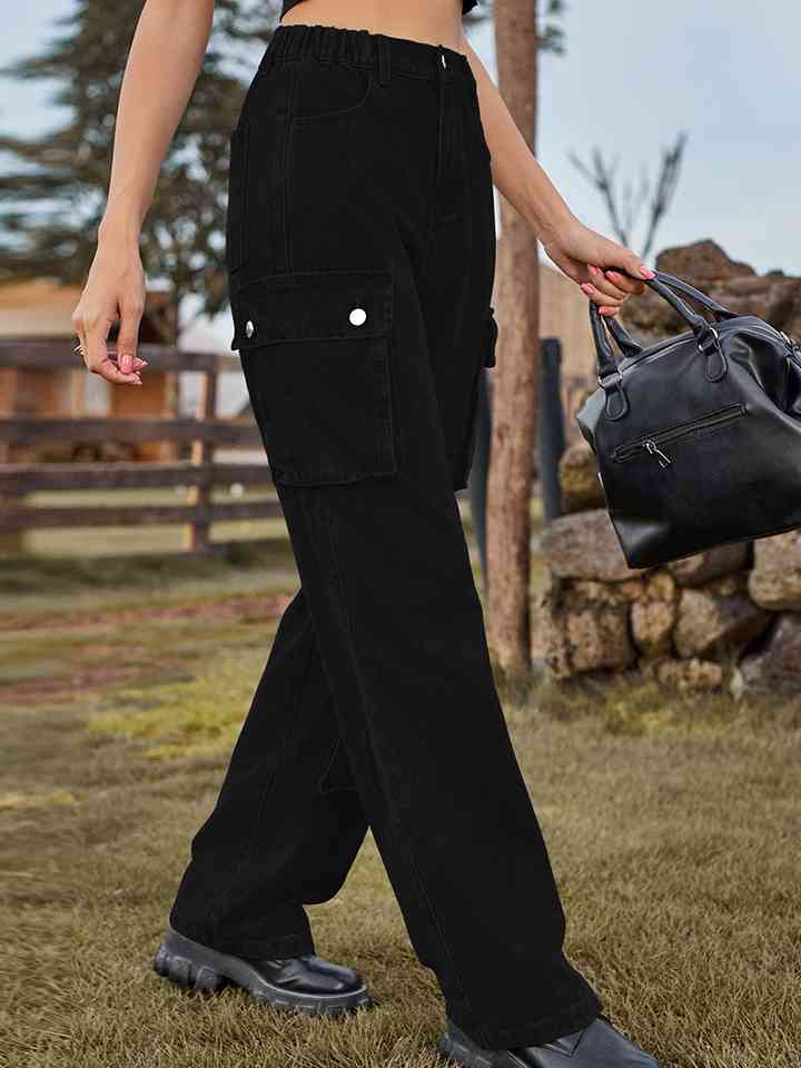 Straight Leg Cargo Jeans - Bellisima Clothing Collective