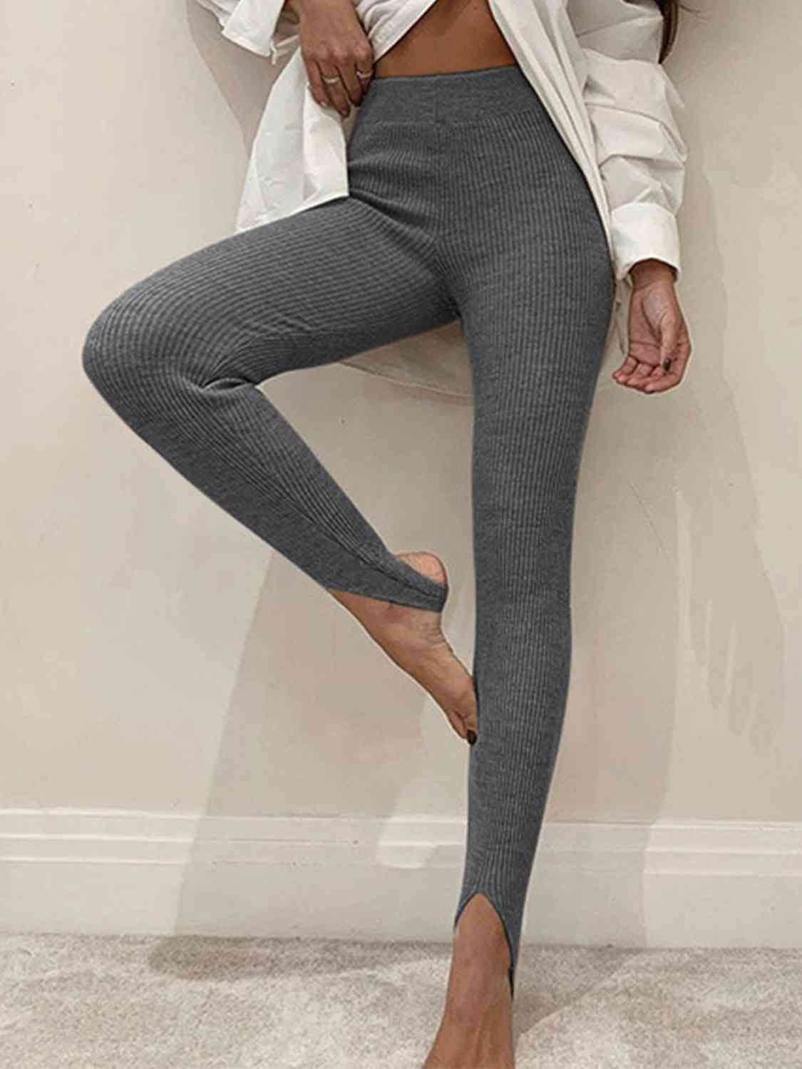 Ribbed Mid Waist Stirrup Leggings - Bellisima Clothing Collective