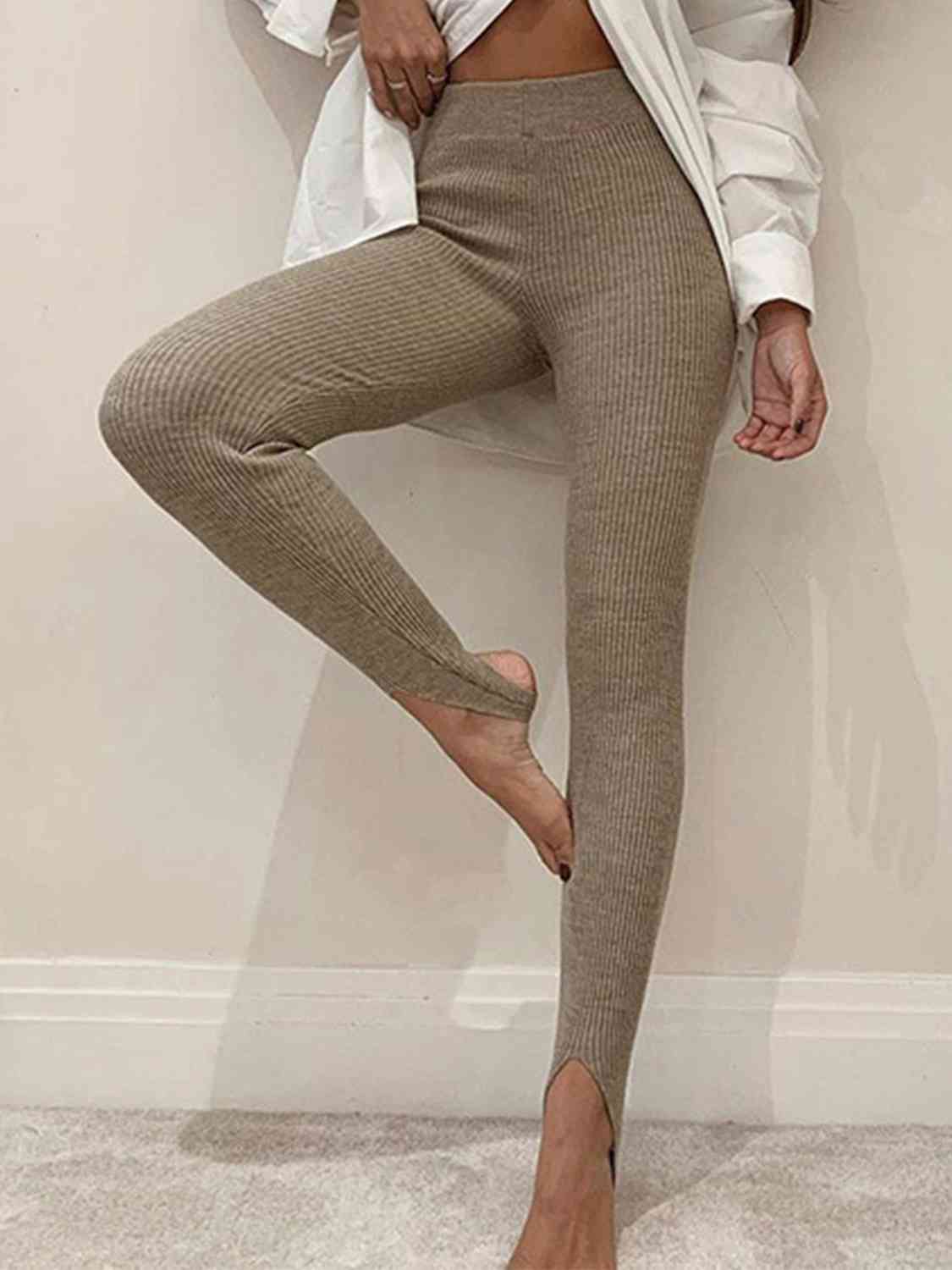 Ribbed Mid Waist Stirrup Leggings - Bellisima Clothing Collective