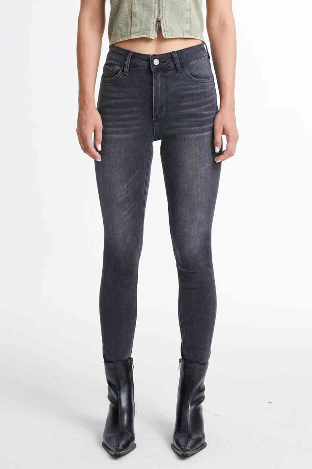 Dark Cropped Skinny Jeans by Bayeas - Bellisima Clothing Collective