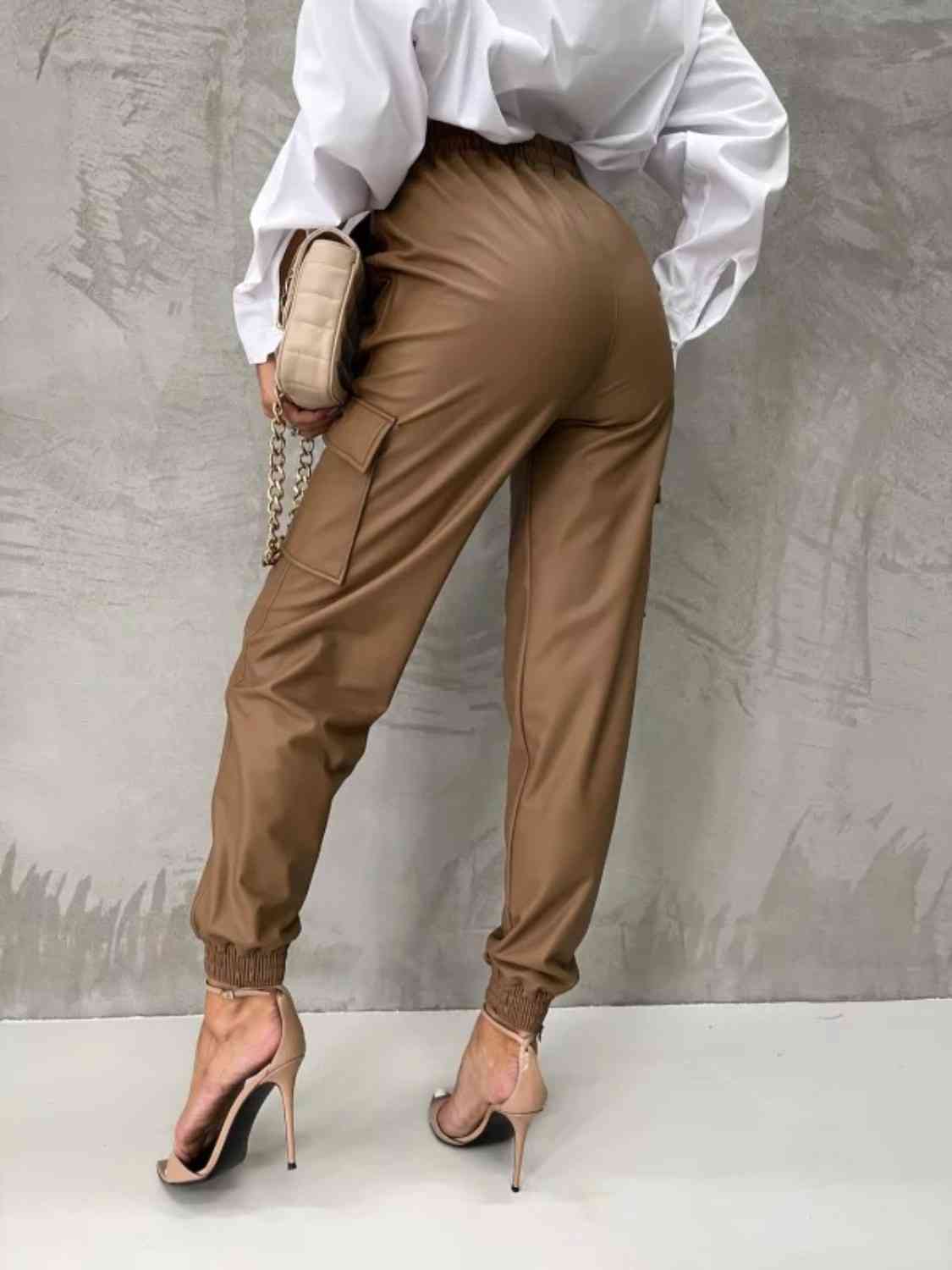 Tied High Waist Pants with Pockets - Bellisima Clothing Collective