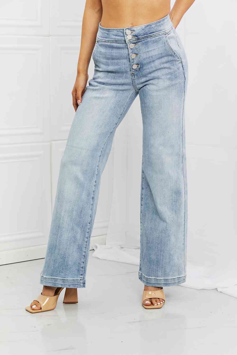 Luisa Wide Flare Jeans by Risen - Bellisima Clothing Collective