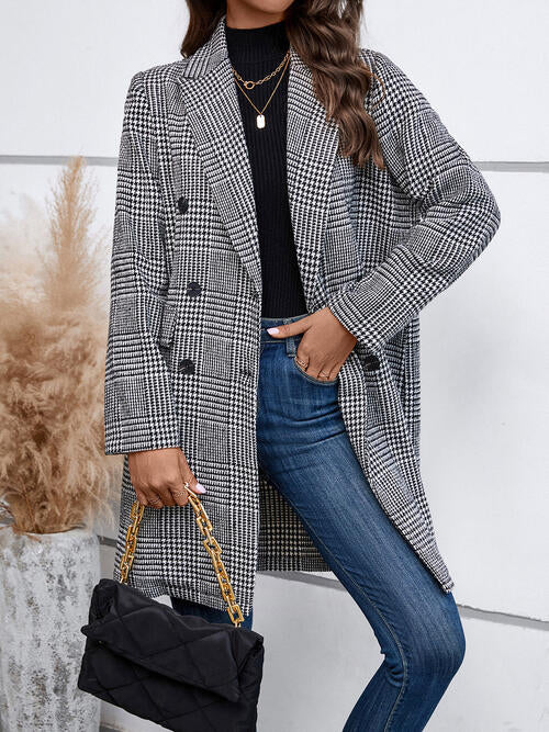 Houndstooth Buttoned Coat - Bellisima Clothing Collective