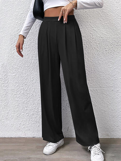 High Waist Straight Pants - Bellisima Clothing Collective