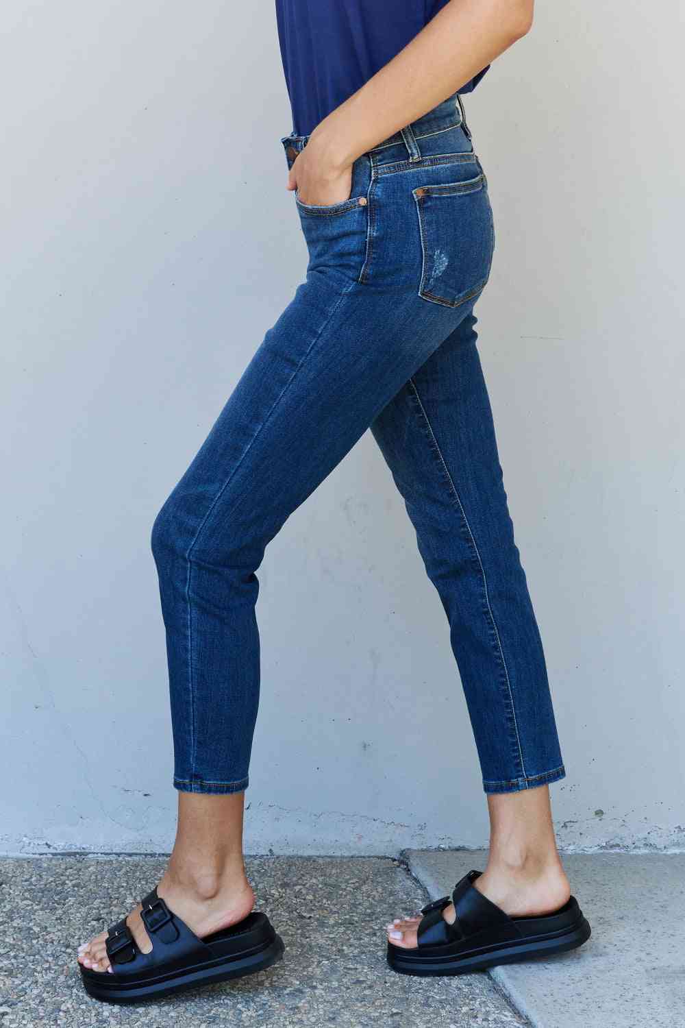 Judy Blue Aila Short Full Size Mid Rise Cropped Relax Fit Jeans - Bellisima Clothing Collective