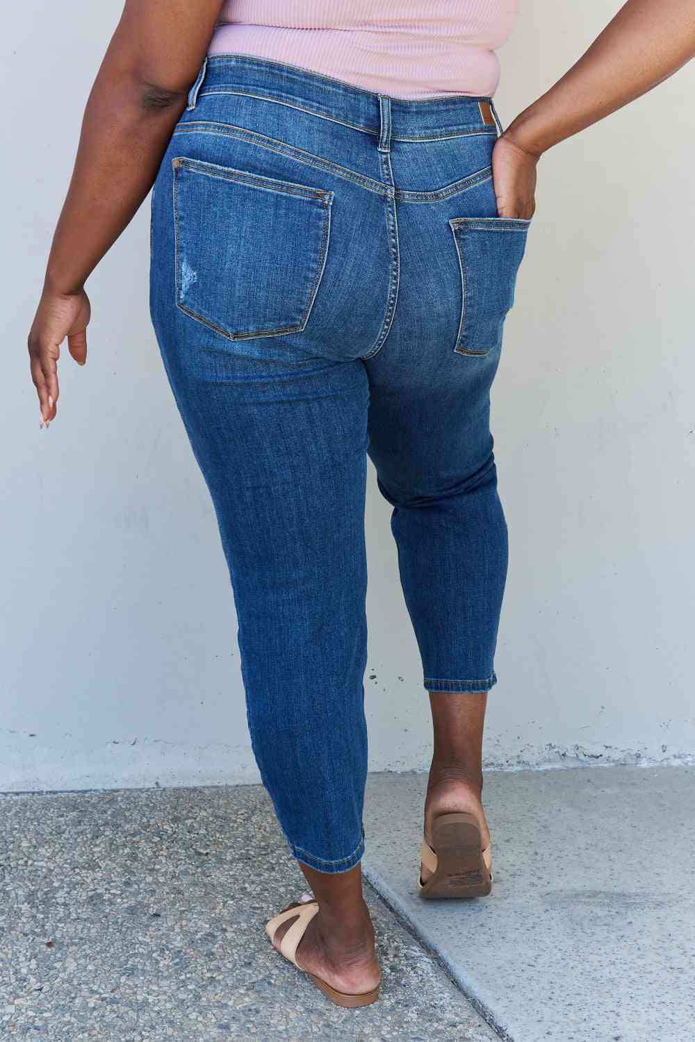 Judy Blue Aila Short Full Size Mid Rise Cropped Relax Fit Jeans - Bellisima Clothing Collective