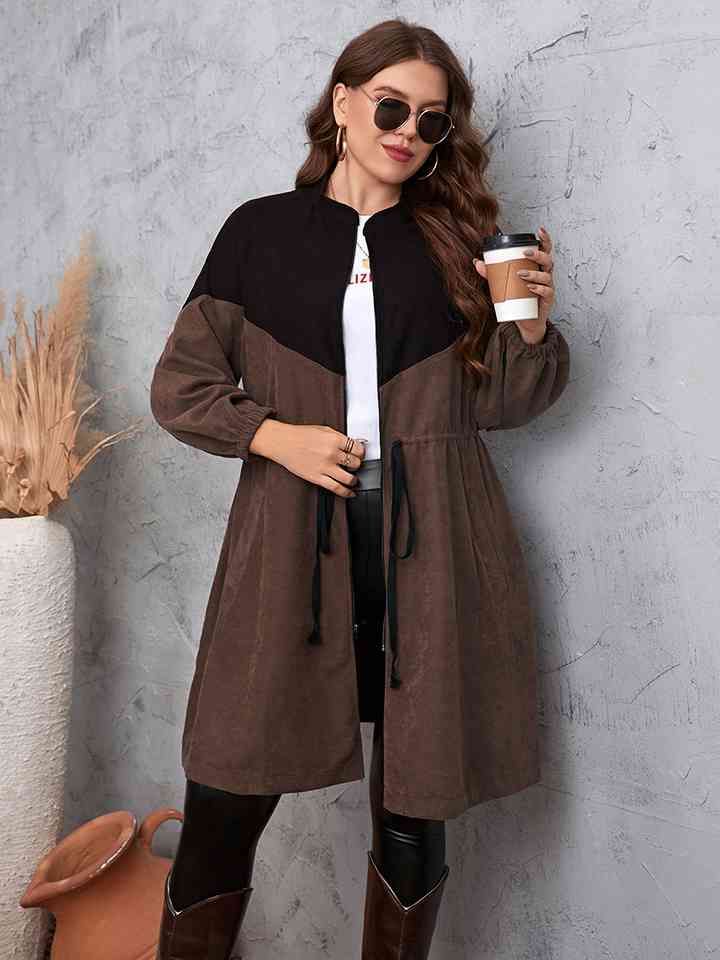 Two-Tone Dropped Shoulder Trench Coat - Bellisima Clothing Collective
