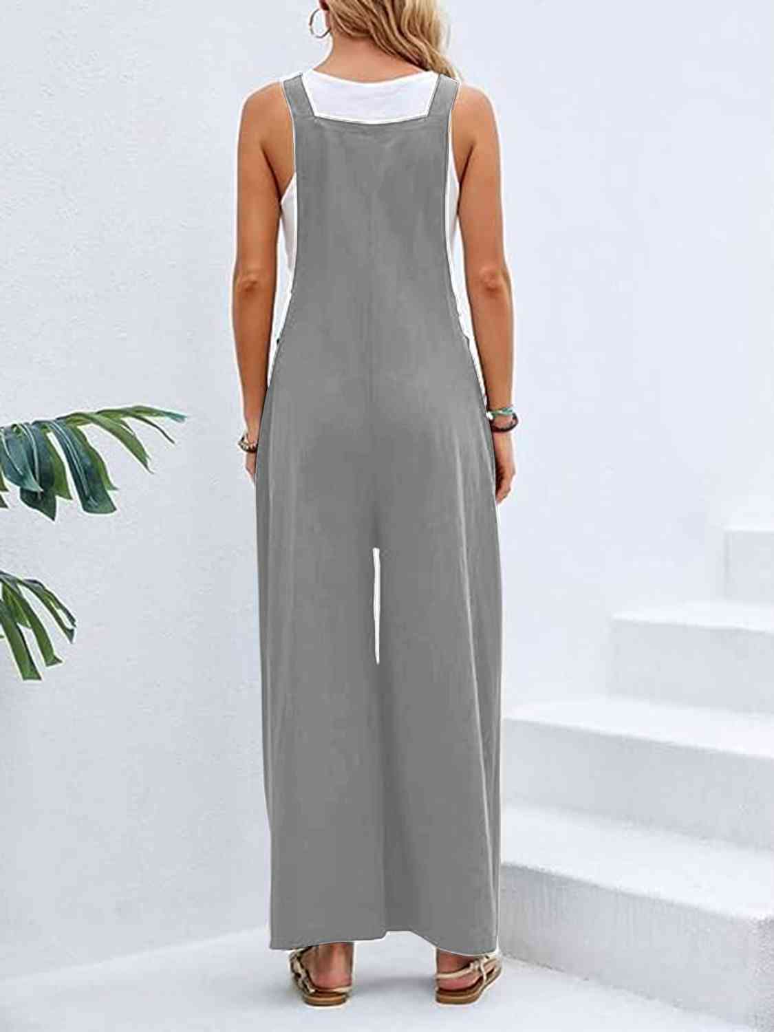 Wide Leg Overalls with Pockets - Bellisima Clothing Collective