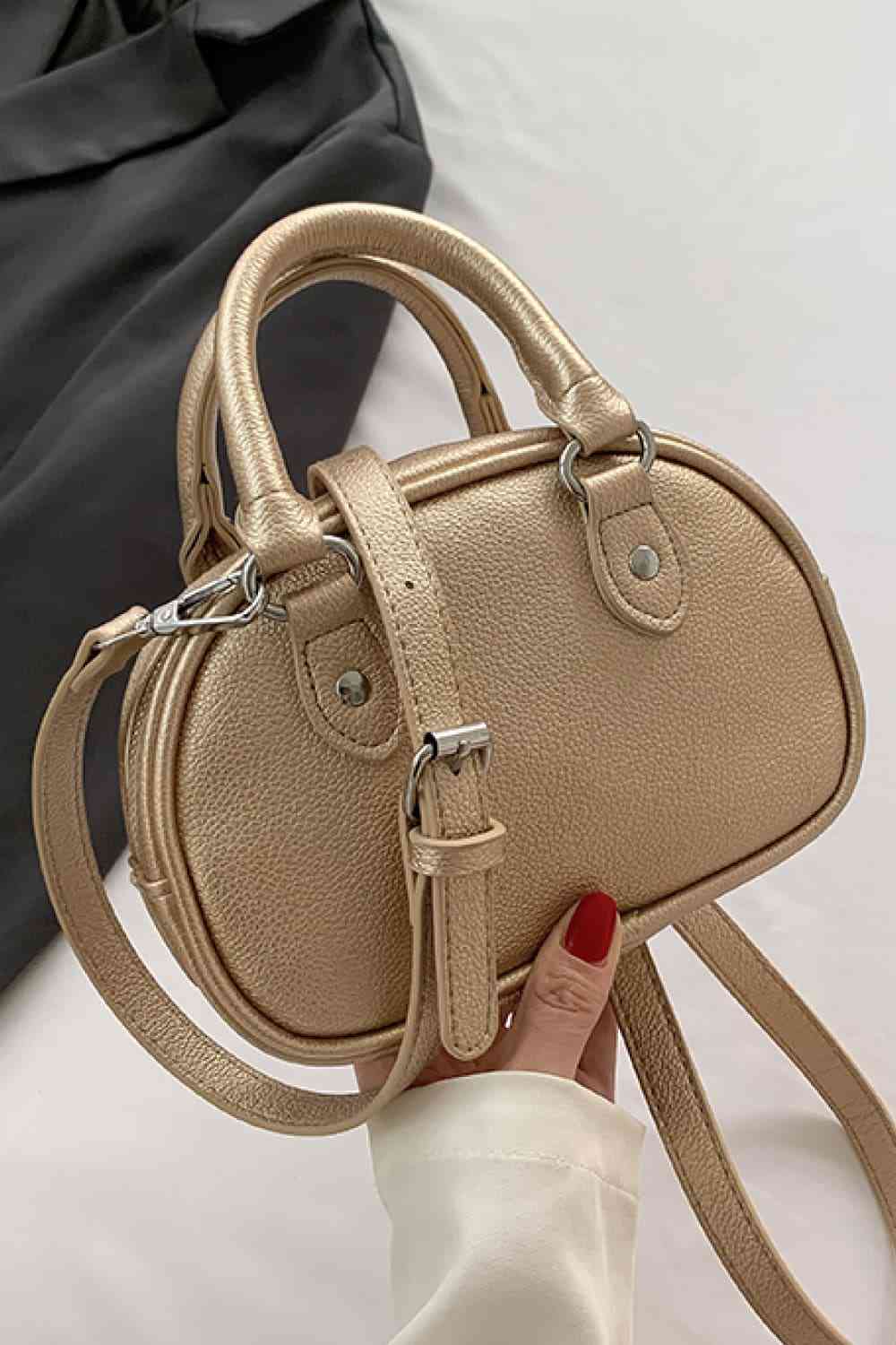 Vegan Leather Small Handbag with Shoulder Strap - Bellisima Clothing Collective