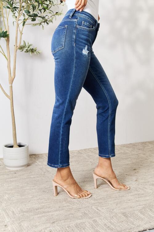 Distressed Cropped Straight Leg Jean by BAYEAS - Bellisima Clothing Collective