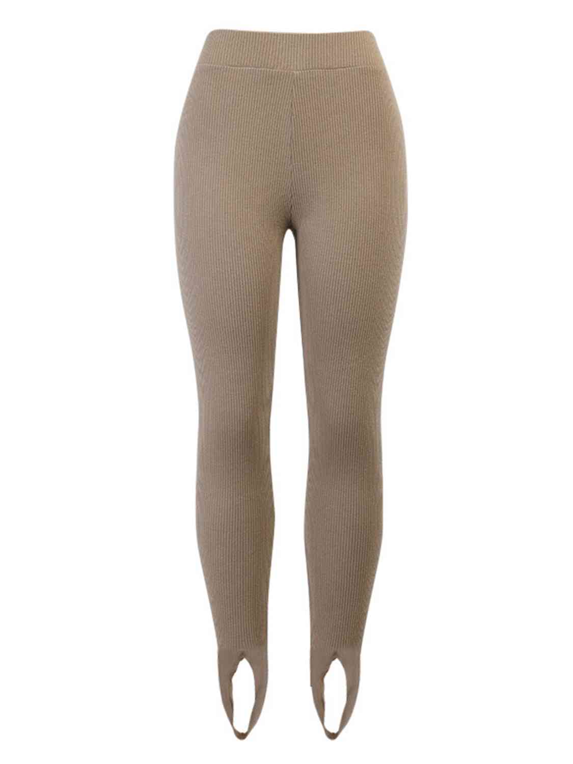 Ribbed Mid Waist Stirrup Leggings - Bellisima Clothing Collective