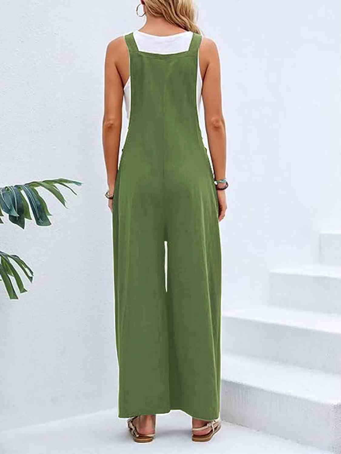 Wide Leg Overalls with Pockets - Bellisima Clothing Collective