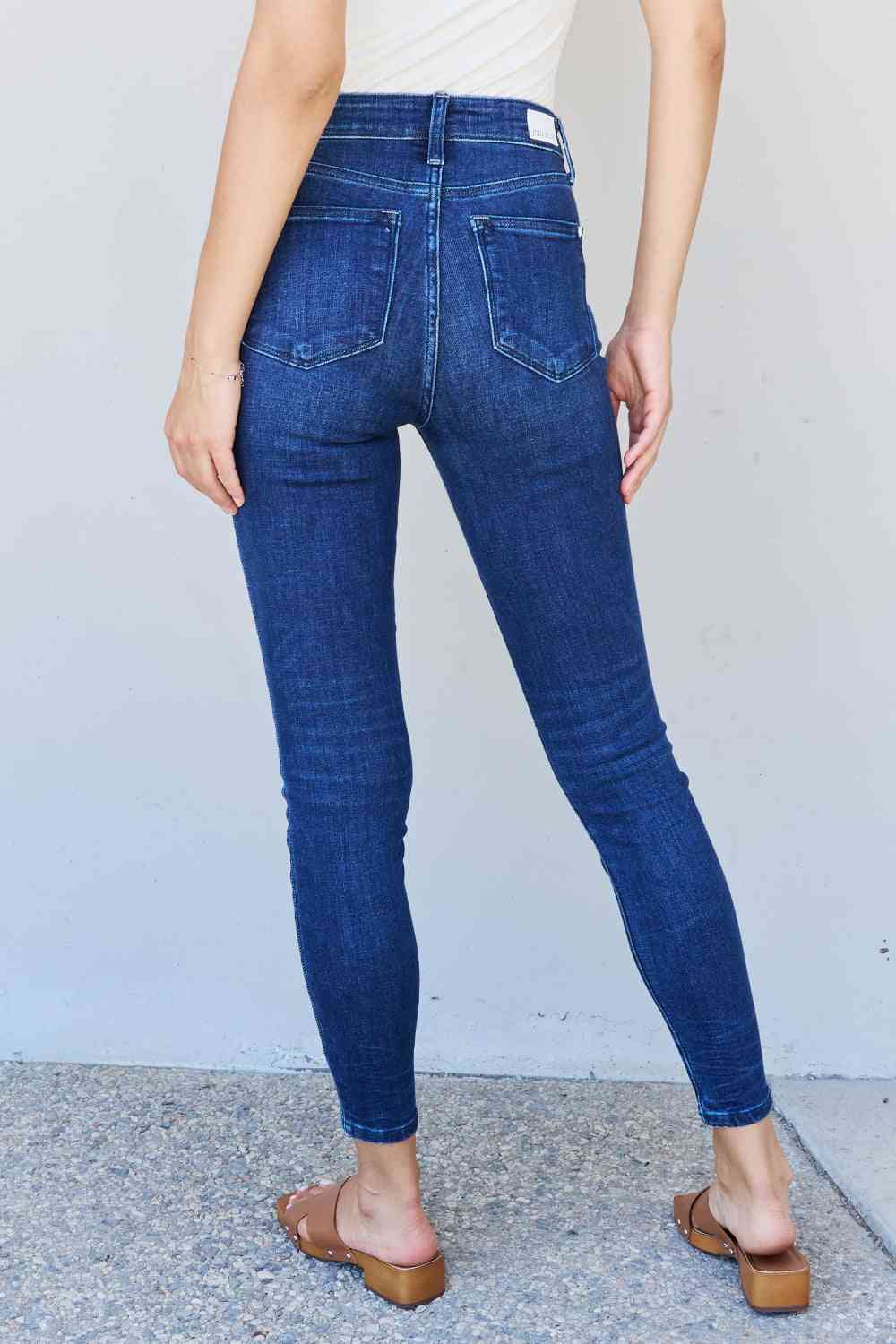 Marie Mid Rise Crinkle Ankle Detail Skinny Jeans by Judy Blue - Bellisima Clothing Collective