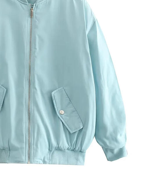 Zip Up Baseball Collar Puffer Jacket - Bellisima Clothing Collective