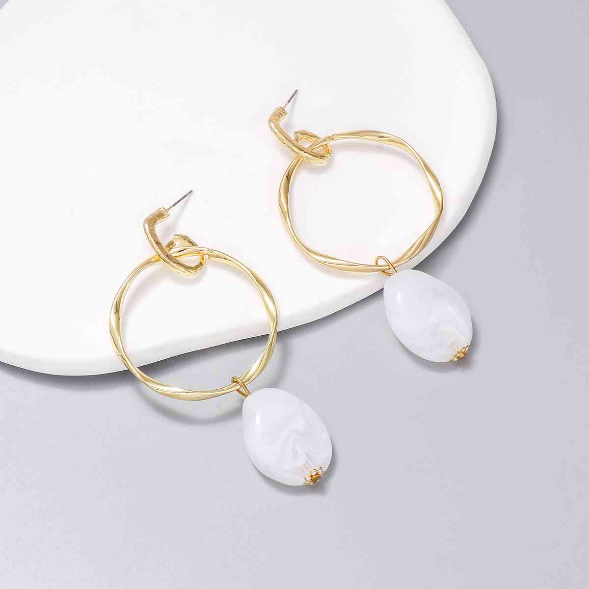 Alloy & Rhinestone Hoop Drop Earrings - Bellisima Clothing Collective