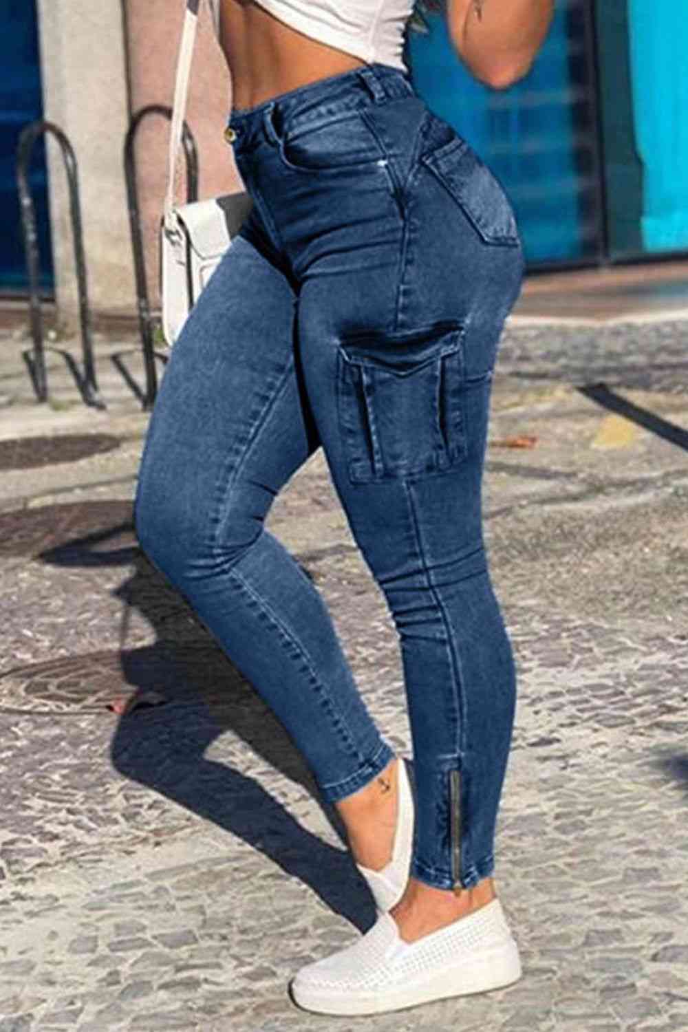 Cropped Jeans with Pocket - Bellisima Clothing Collective