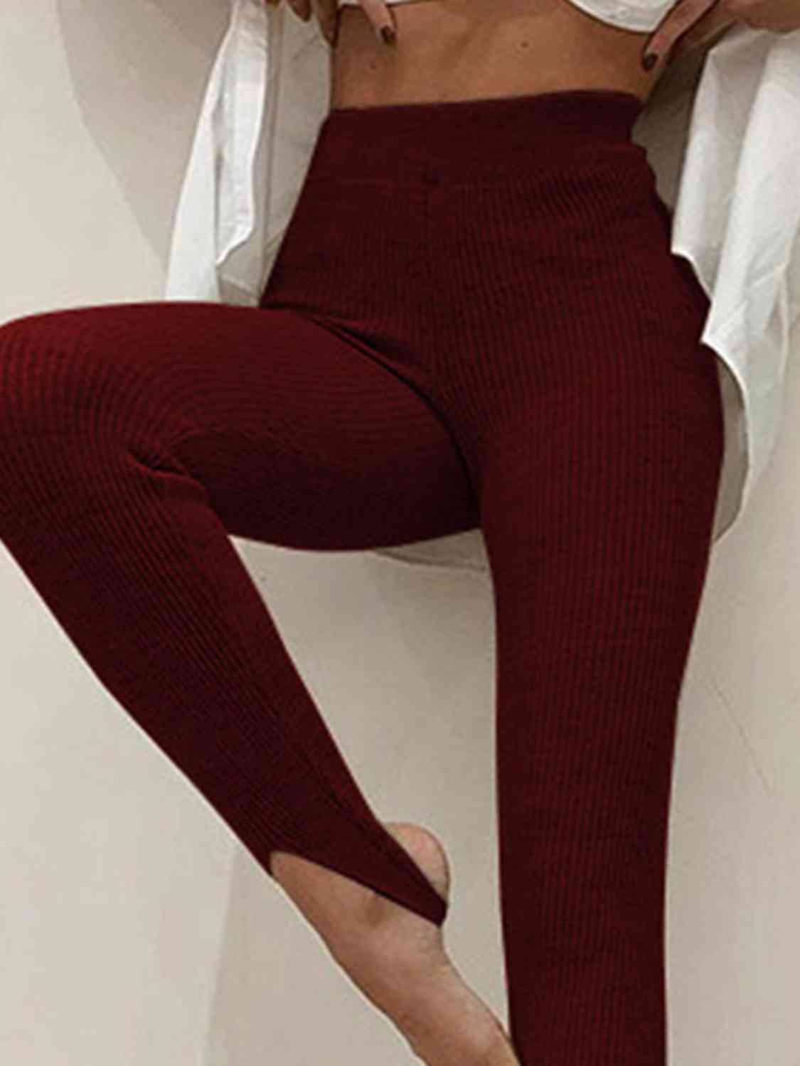 Ribbed Mid Waist Stirrup Leggings - Bellisima Clothing Collective