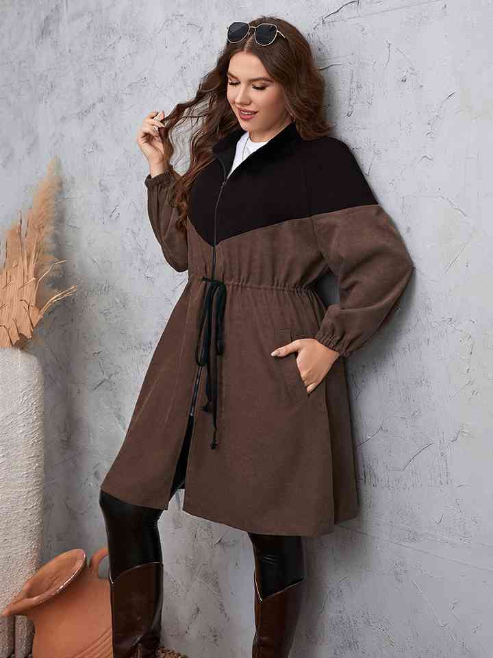 Two-Tone Dropped Shoulder Trench Coat - Bellisima Clothing Collective