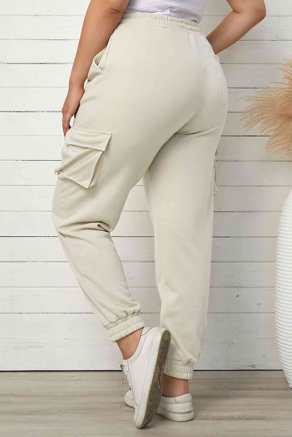 Plus Size Elastic Waist Joggers with Pockets - Bellisima Clothing Collective