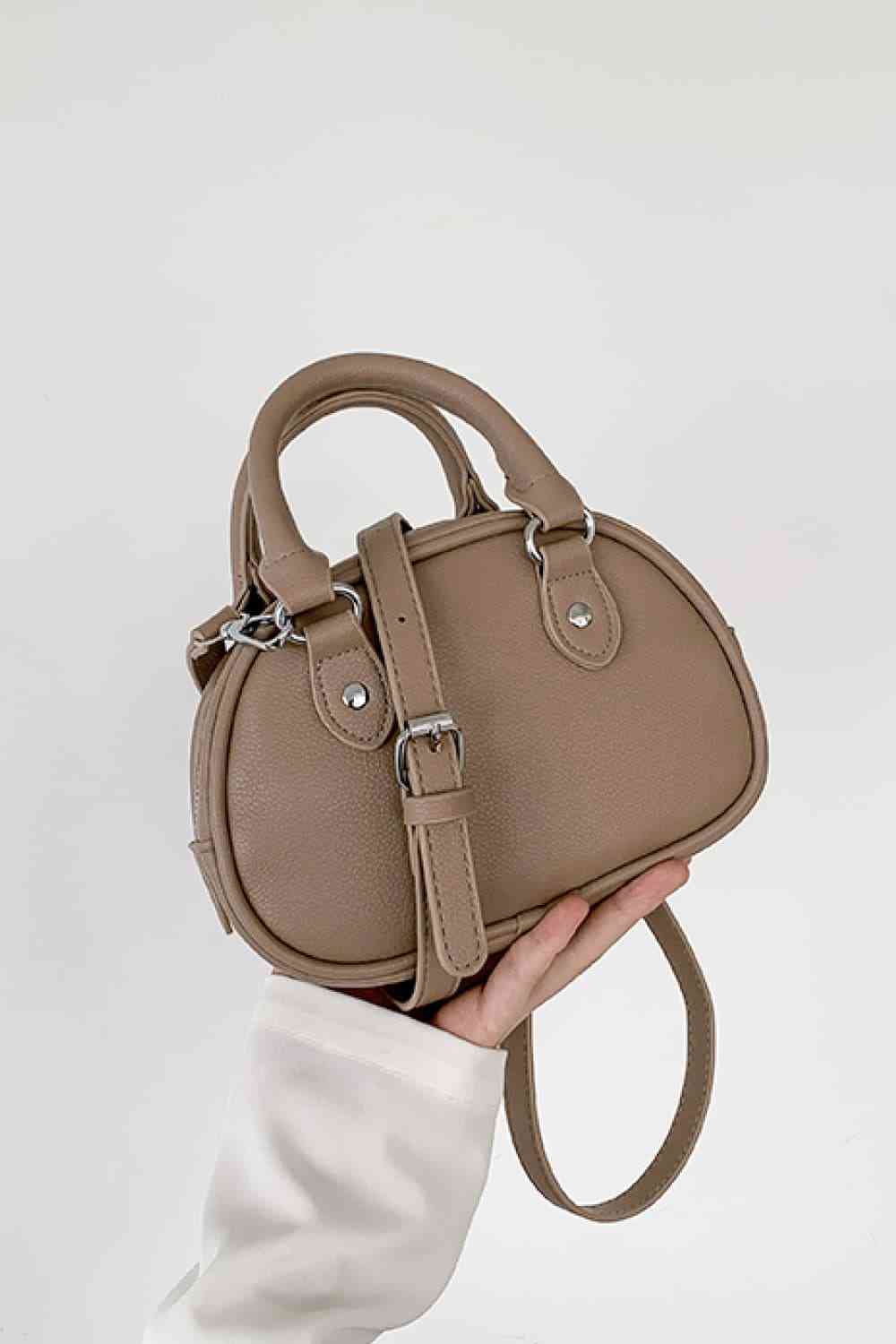 Vegan Leather Small Handbag with Shoulder Strap - Bellisima Clothing Collective