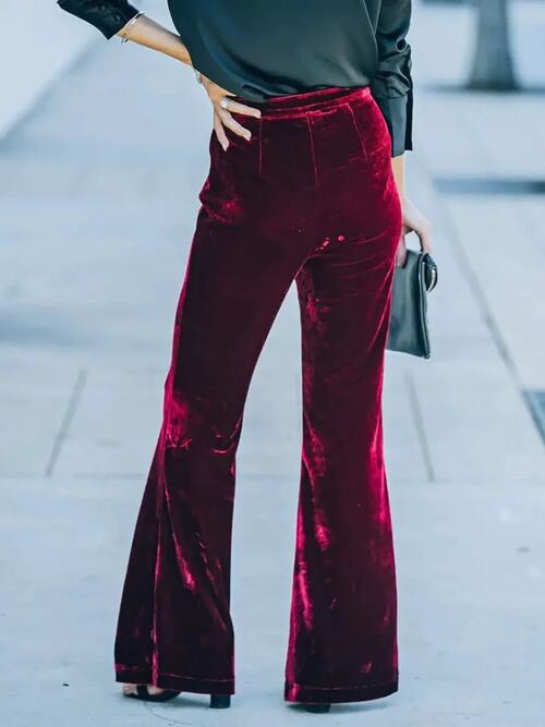 High Waist Flare Velvety Soft Pants - Bellisima Clothing Collective