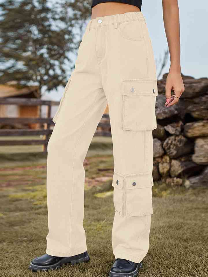 Straight Leg Cargo Jeans - Bellisima Clothing Collective