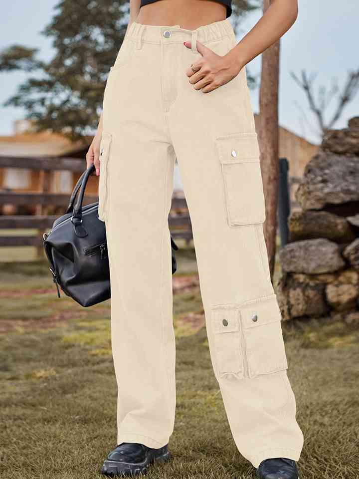 Straight Leg Cargo Jeans - Bellisima Clothing Collective