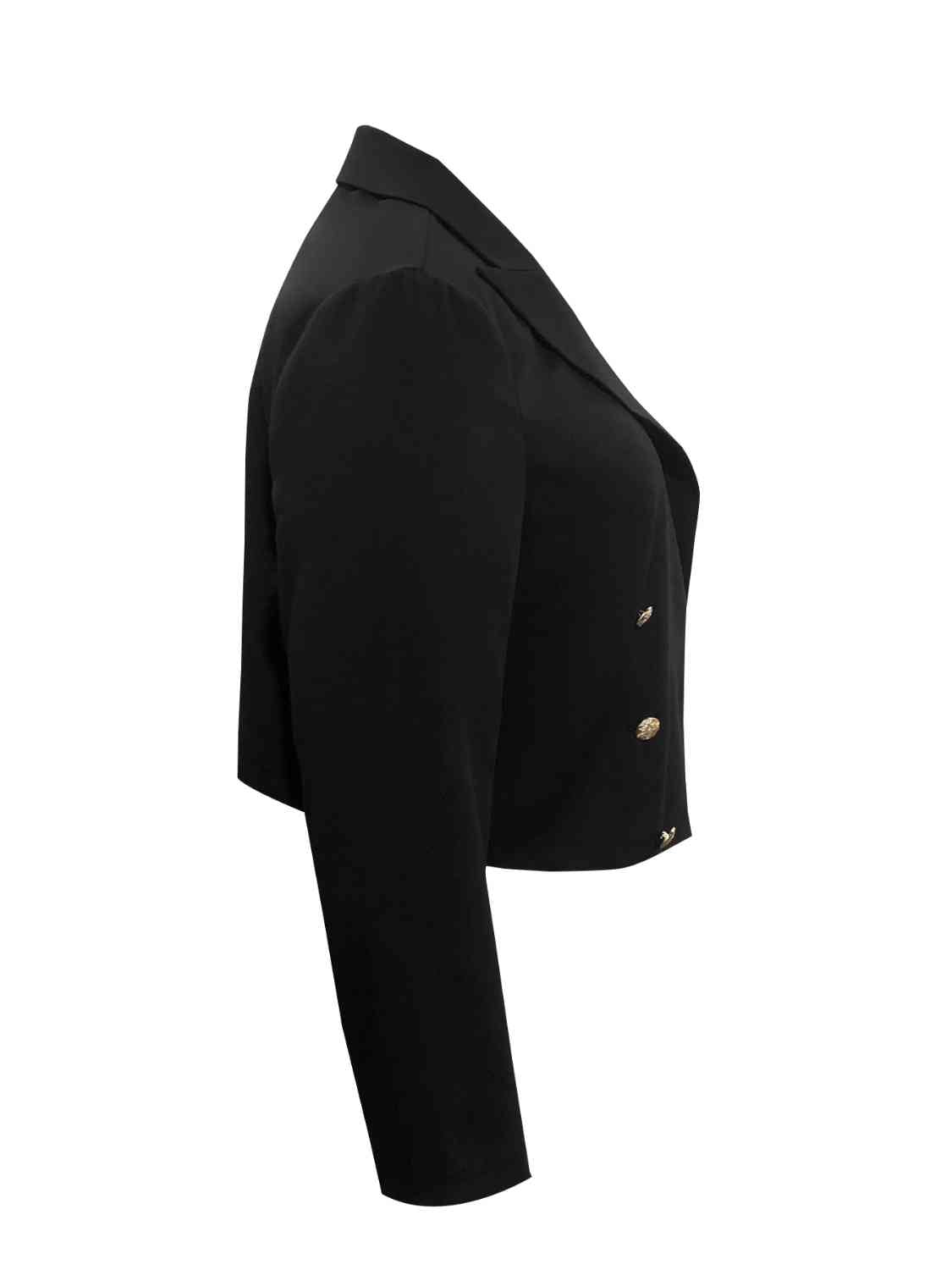 Plus Lapel Collar Long Sleeve Blazer - Bellisima Clothing Collective