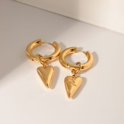 Stainless Steel Heart Dangle Earrings - Bellisima Clothing Collective