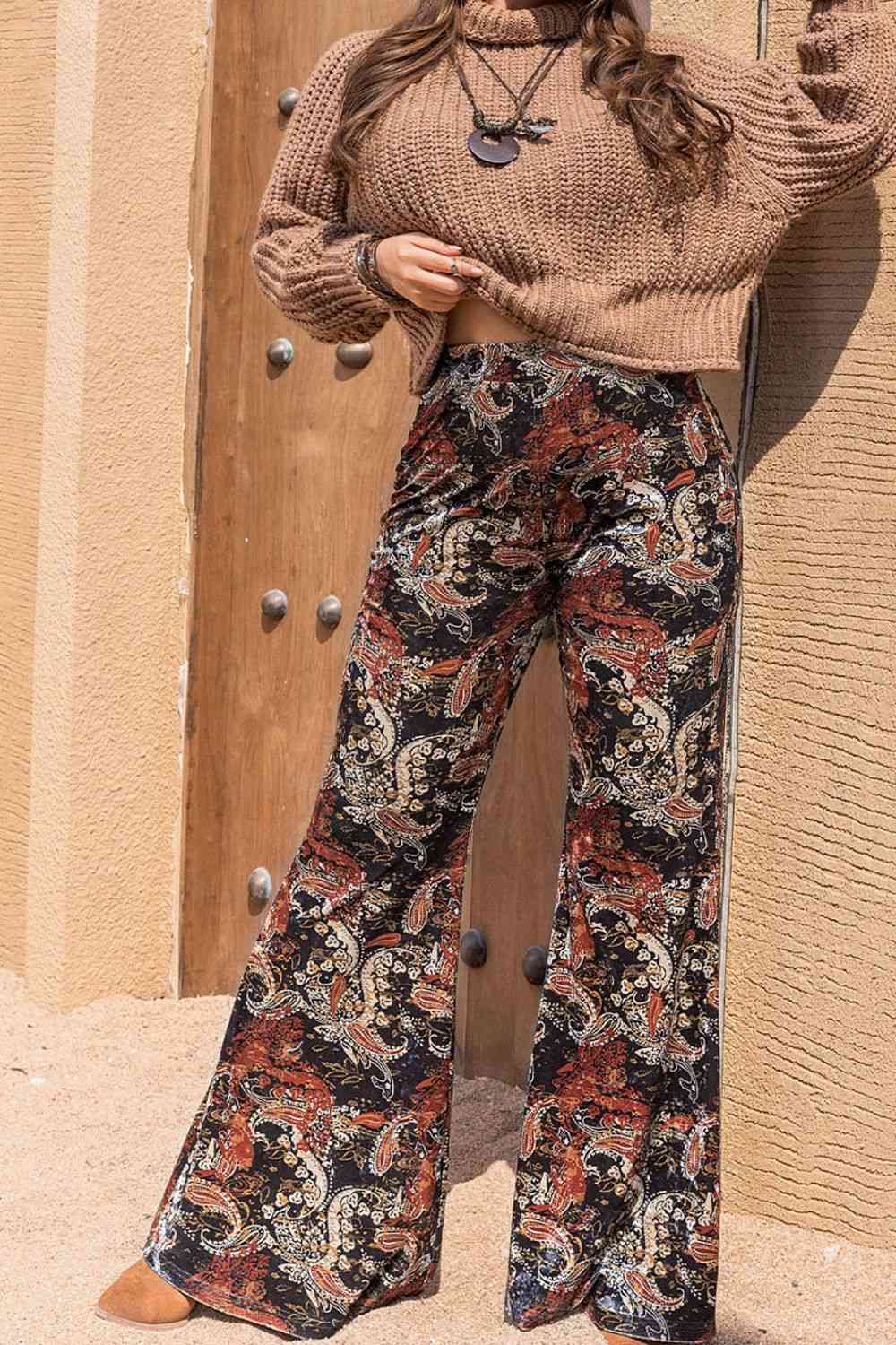 Plus Size Printed Wide Leg Long Pants - Bellisima Clothing Collective