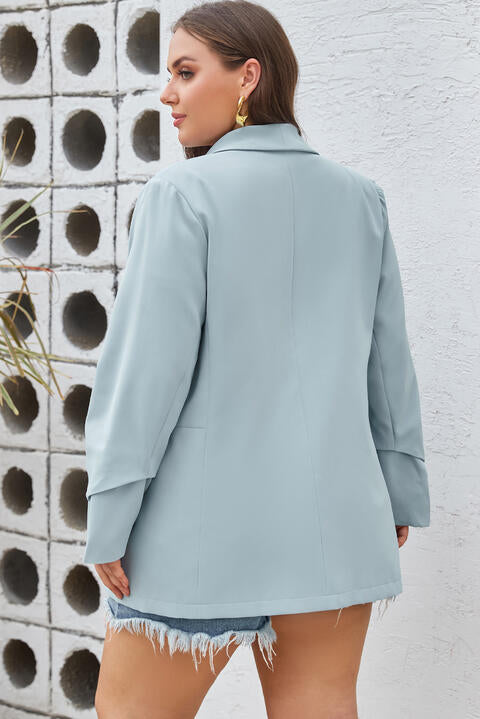 Plus Size Shawl Collar Long Sleeve Blazer - Bellisima Clothing Collective